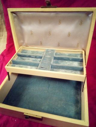 Vintage Mele Jewelry Box With Secret Hidden Compartment And Key.