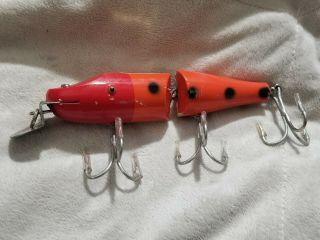 Creek Chub Musky Jointed Pikie Orange With Black Spots Old Fishing Lure Nr