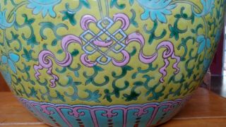 Antique Chinese Famille Rose Yellow Ground Jar Vase Pot Daoguang 19th Century.