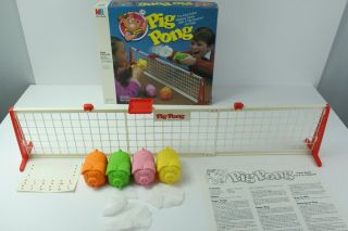 Vintage 1986 Pig Pong Table Tennis Game Milton Bradley Read