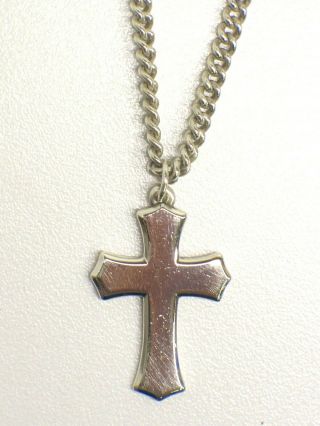 Vintage James Avery Sterling Silver 1.  5 " Cross And 21 " Link Chain