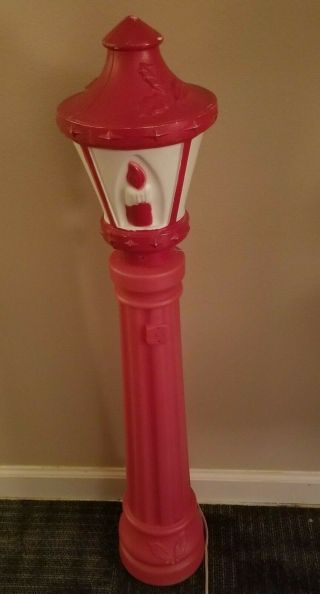 Beco Vintage Christmas 41 " Red Lighted Blow Mold Candle Lamp Post