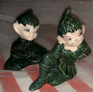 Vintage Gilner 2 Elf Pixie Figurines With “i Love U” On One Pixie