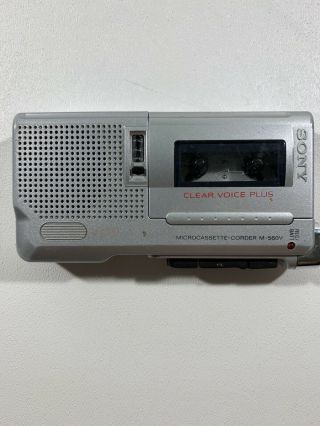 Vintage Sony M - 560V Microcassette Recorder VOR Clear Voice Plus W/ Blank Tape 3