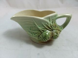 Mccoy Pottery Pine Cone Creamer Bowl 1940s Light Green And Brown Vintage Marked