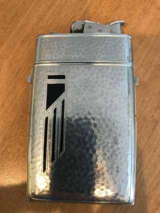 Vintage Evans Trig - A - Lite Cigarette Lighter Holder Case Black/silver Art Deco
