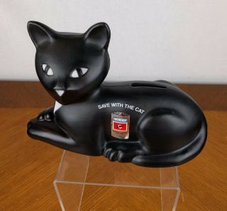 Vtg 1981 Plastic Eveready Black Cat Battery Coin Bank Blow Mold Plastic Promo