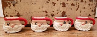Santa Claus Head 4 Small Cups Holt Howard Vintage 1959 Signed,  1.  5 Inches Tall