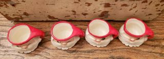 Santa Claus Head 4 Small Cups Holt Howard Vintage 1959 Signed,  1.  5 inches tall 2