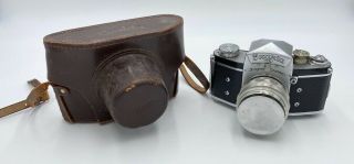 Vintage Exakta Vx Jhagee Dresden Camera W/ Carl Zeiss 58mm Lens & Case Germany