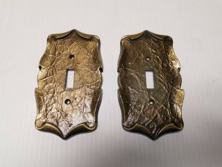 Vtg.  Amerock Antique Single Light Switch Cover Brass Carriage House Set Of 2