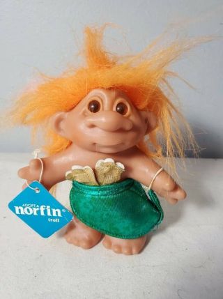 Dam Troll Doll Mermaid Orange Hair 5 " Vintage 1986 Doll W/ Tag