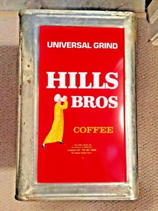 Vintage Hills Bros.  Coffee Tin Universal Grind,  20 Lb.  Commercial,  No Lid