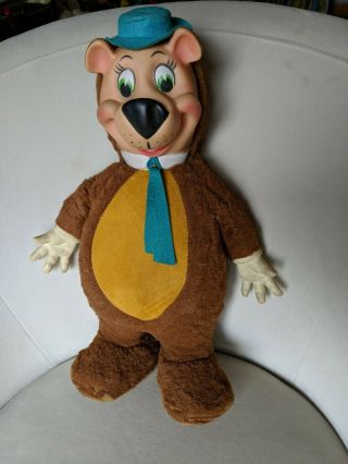 Vintage Yogi Bear Rubber Face Hands Plush Toy Stuffed Animal W/ Hat 18 " 1950/60