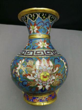 Fine Impressive 18th Antique Old Chinese Cloisonne Gilt Vase - Qian Long Period