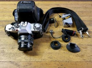 Vintage Canon Av - 1 Film Camera 52mm Lens Photography 35mm Body Case ☆
