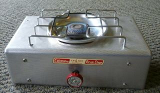 Vintage Coleman Aluminum Lp Gas One Burner Picnic Stove Model 5404 W/ Box