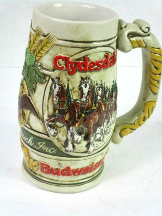 Anheuser Busch Budweiser Clydesdales Horses Holiday Beer Stein Mug Vintage 1983