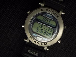 Vintage Casio G - Shock Titanium Watch Digital 1549 Gs - 100 Silver Giez Diver Scuba
