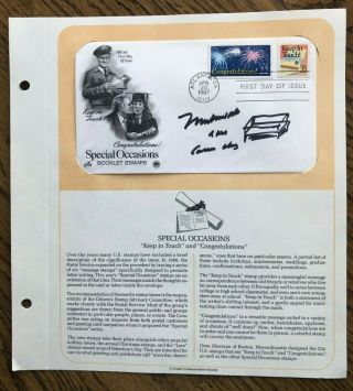 Signed Muhammad Ali,  Cassius Clay First Day Special Occasions Stamps,  1987