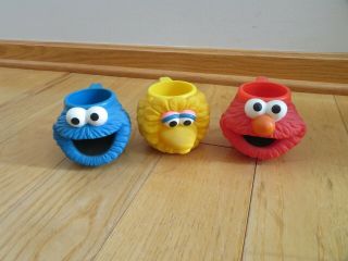 Vintage Sesame Street Applause Mugs Cups 3 Big Bird Cookie Monster Elmo