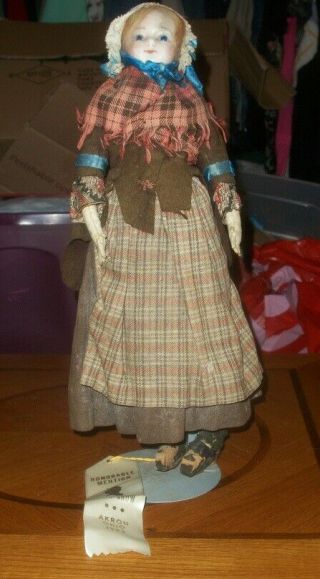 Antique Fabulous Wax Over Mad Alice Slit Head Doll,  All Clothes 17 "