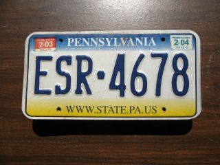 2003 03 2004 04 Pennsylvania Pa License Plate Tag Esr 4678
