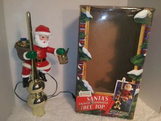 Mr Christmas Vintage 12 " Lighted Animated Santa Tree Topper Waving Lantern