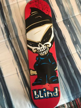 Nos Vintage Classic Reaper Blind Skateboard Deck Signed
