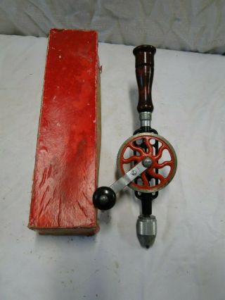 Vintage Millers Falls No 2 Hand Crank Drill Egg Beater Wood Handle