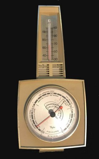 Vintage Taylor Thermometer And Barometer Wall Hanging Weather Station