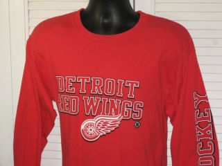 Vintage Detroit Red Wings L/s Crew Neck Shirt Size L Awesome Graphics