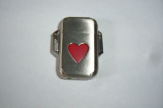Lock Top Refillable Torch Butane Cigarette Lighter - Chrome With Red Heart
