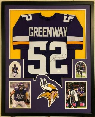 Framed Minnesota Vikings Chad Greenway Autographed Signed Jersey Tse