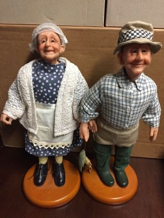 Vintage Set Of Old Man And Old Woman Figurines " Great Collectible Set "