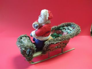 Antique Composition Santa & Sleigh Marked U.  S.  Zone Germany Htf