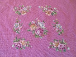 Vintage Petit Point Dusty Rose Floral Beauty 23 " X 26 " Or Larger
