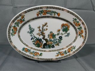 Vintage Syracuse China Opco Orange Flower Indian Tree 11.  75 " Oval Plate Platter