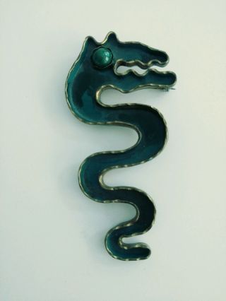 Vintage Mexican Mid Century Casa De Maya Seahorse Or Dragon Pin