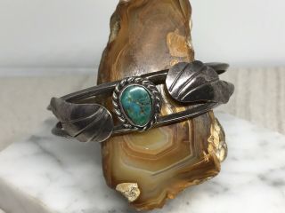 Old Pawn Vintage Navajo Sterling Silver Turquoise 6.  25” Cuff Bracelet