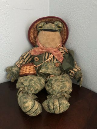 Vintage Frog Doll Shelf Sitter Figurine Fall Christmas Decor Toad Amphibian