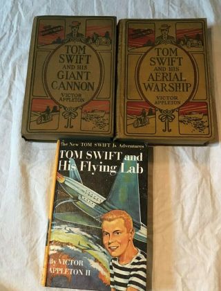 3 Vintage Tom Swift & Tom Swift Jr Series Hc Books Victor Appleton Giant Cannon,