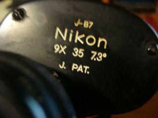 VINTAGE NIKON NIPPON KOGAKU TOKYO BINOCULARS MODEL J - 87 9X35 7.  3 DEG COND 3