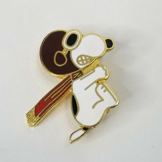 Vintage Peanuts Snoopy Red Baron Flying Ace Aviator Pin Lapel Collector Taiwan