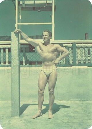 1950s Early Color Vintage Warner Male Nude Blond Bodybuilder Muscle Beefcake