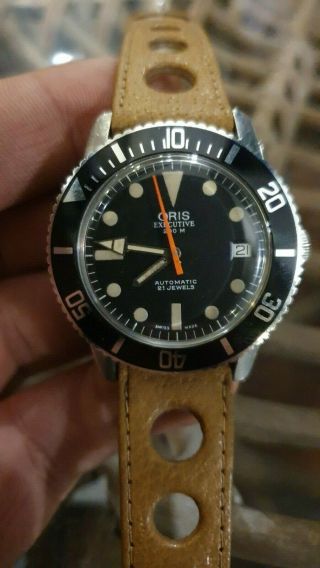 Vintage Oris Automatic Mens Diver 200m Watch Swiss Made Steel Case Wristwatch