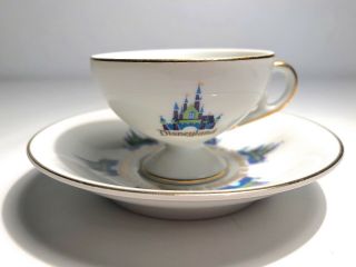 Vintage Walt Disney Productions Disneyland Castle China Tea Cup And Saucer Japan