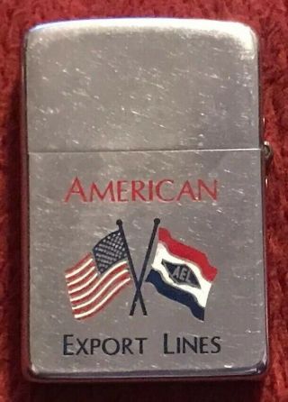 Vintage Park American Export Lines Advertising Flip Top Lighter - Made In Usa
