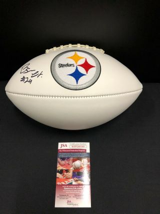 Benny Snell Jr.  Pittsburgh Steelers Signed Logo Football Jsa Witness