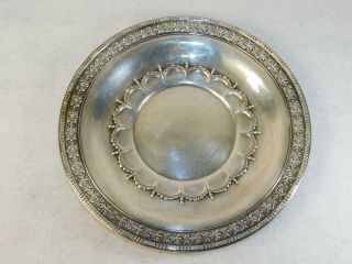 Vintage Sterling Silver Wallace Round Tray 10 1/2 " Wide Pattern 4382 - 9 No Res